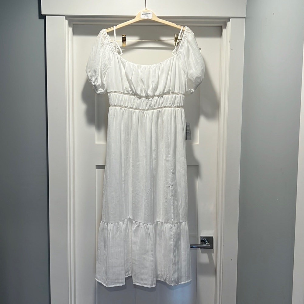 ASTR the Label white midi dress with smocked detail